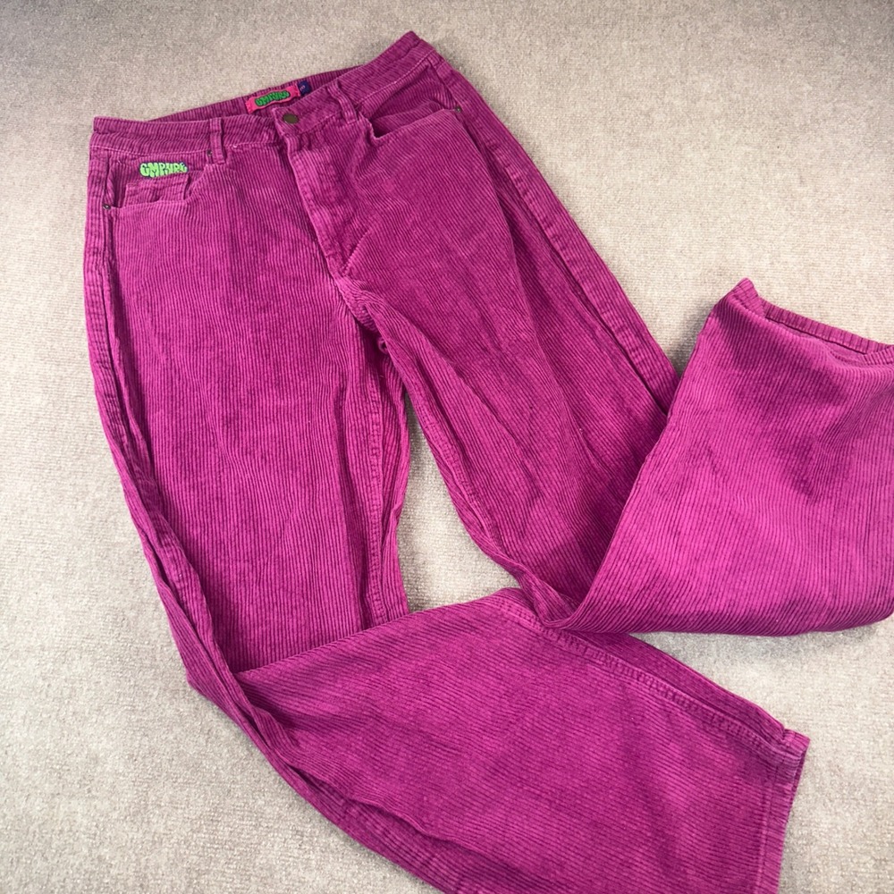 Empyre Tori Magenta Pink Corduroy Wide Leg Skate Pants Womens Size 10